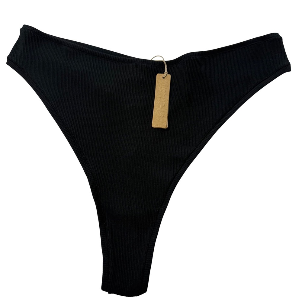 SKIMS Cotton Rib Dipped‎ Thong Soot 4X